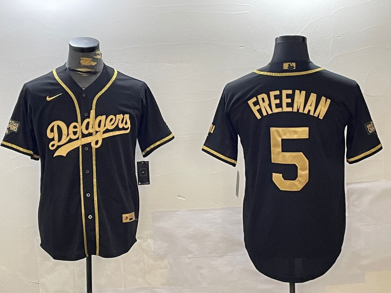 Men's Los Angeles Dodgers Freddie Freeman #5 Black Jersey